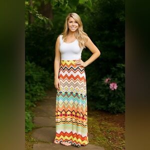 Maxi Skirt Multicolor Zigzag Size Medium